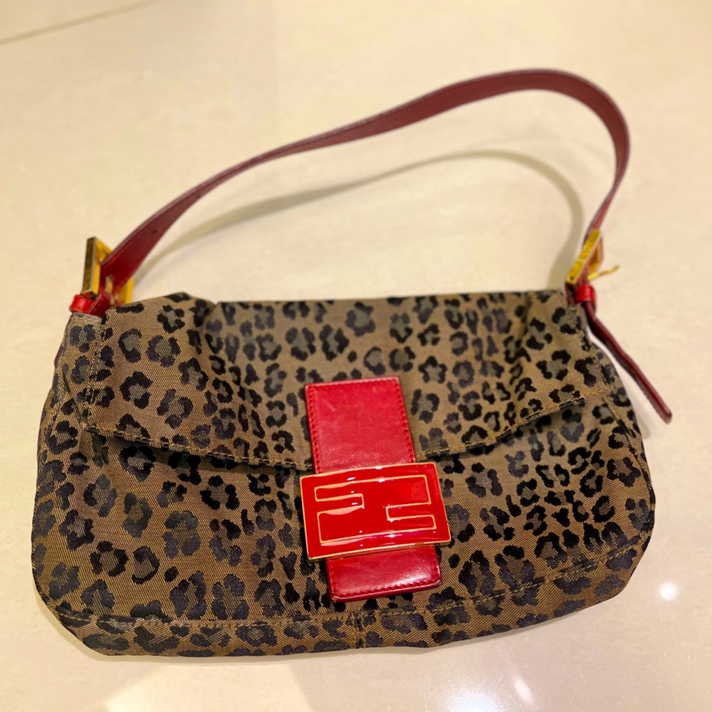 Vintage Fendi Leopard Shoulder Bag